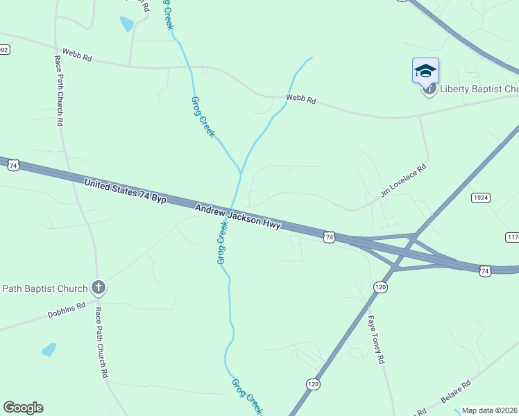 map of restaurants, bars, coffee shops, grocery stores, and more near 560 Jm Lovelace Road in Ellenboro