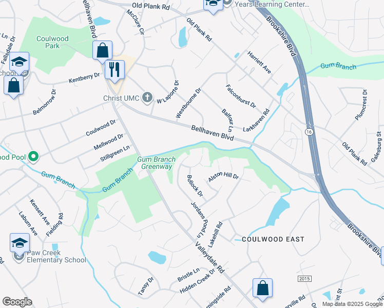 map of restaurants, bars, coffee shops, grocery stores, and more near in Charlotte