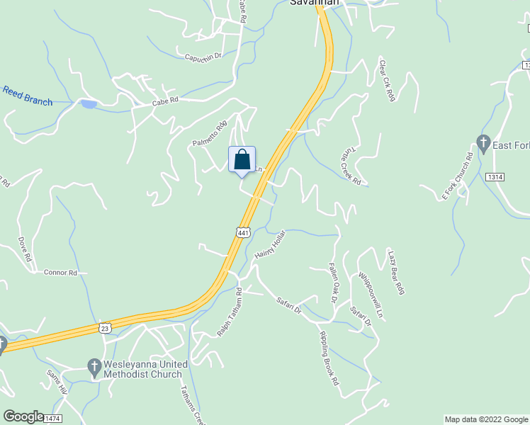 map of restaurants, bars, coffee shops, grocery stores, and more near U.S. 441 in Sylva