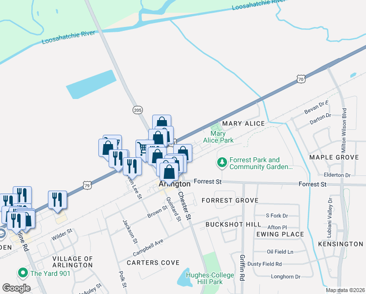 map of restaurants, bars, coffee shops, grocery stores, and more near 12035 U.S. 79 in Arlington