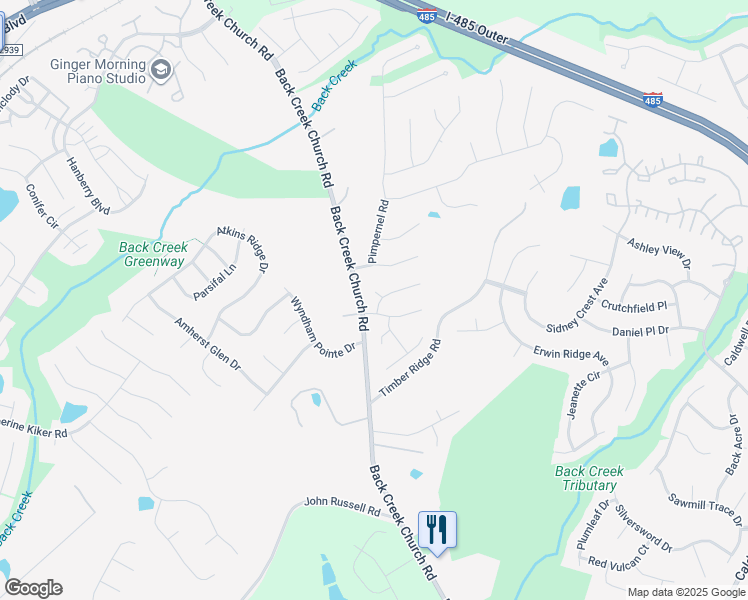 map of restaurants, bars, coffee shops, grocery stores, and more near 11301 Purslane Court in Charlotte