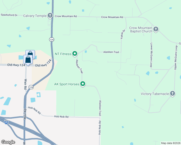 map of restaurants, bars, coffee shops, grocery stores, and more near 801 Alaskan Trail in Russellville