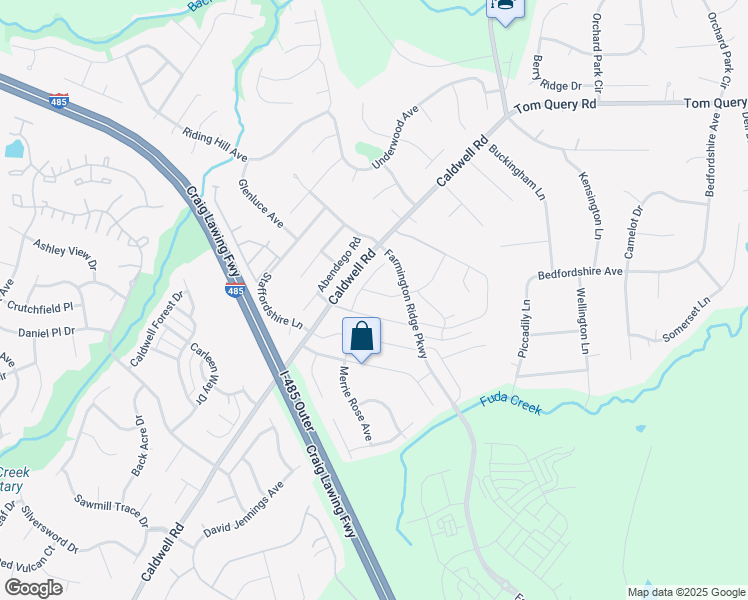 map of restaurants, bars, coffee shops, grocery stores, and more near 16335 Hayfield Road in Charlotte