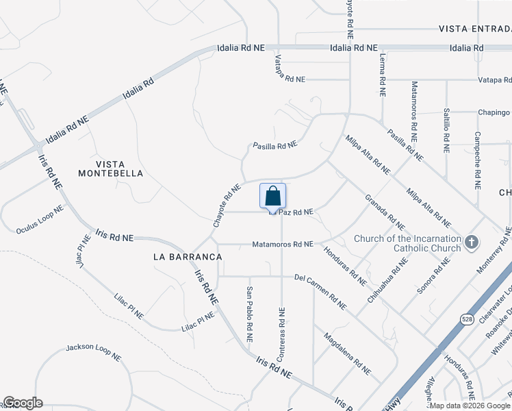 map of restaurants, bars, coffee shops, grocery stores, and more near 6107 La Paz Road Northeast in Rio Rancho