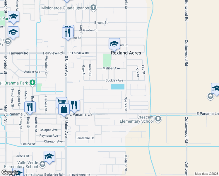 map of restaurants, bars, coffee shops, grocery stores, and more near 319 Buckley Avenue in Bakersfield