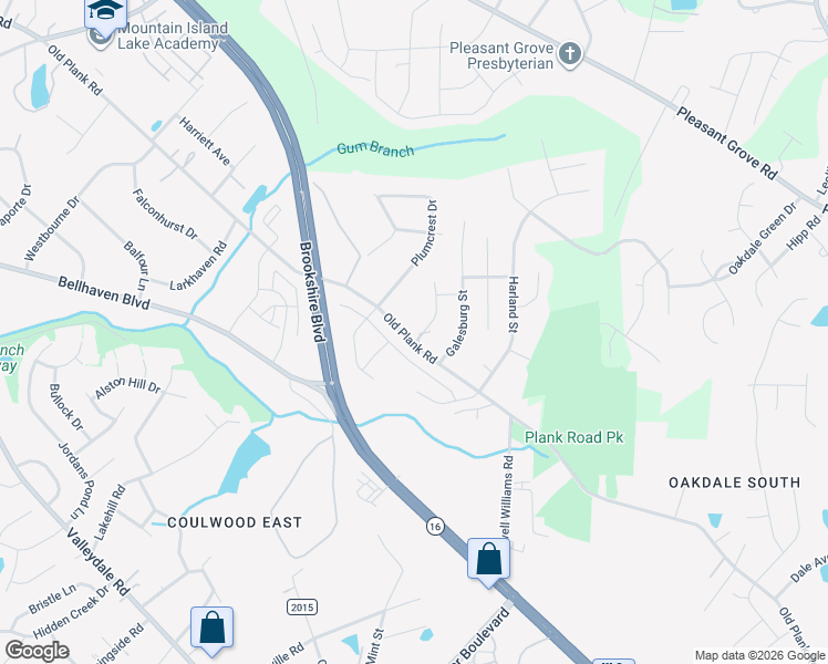 map of restaurants, bars, coffee shops, grocery stores, and more near 7324 Old Plank Road in Charlotte