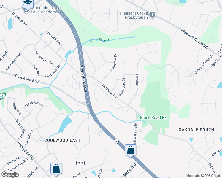 map of restaurants, bars, coffee shops, grocery stores, and more near 7324 Old Plank Road in Charlotte
