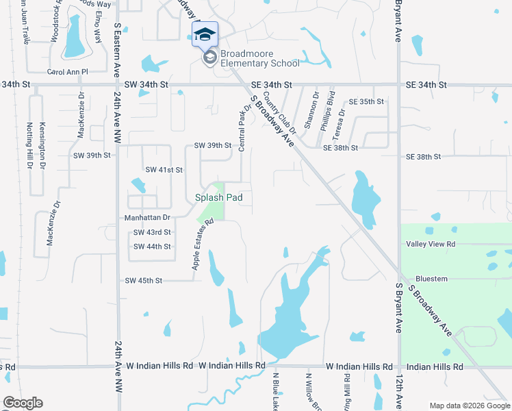 map of restaurants, bars, coffee shops, grocery stores, and more near 4407 Applegate Drive in Moore