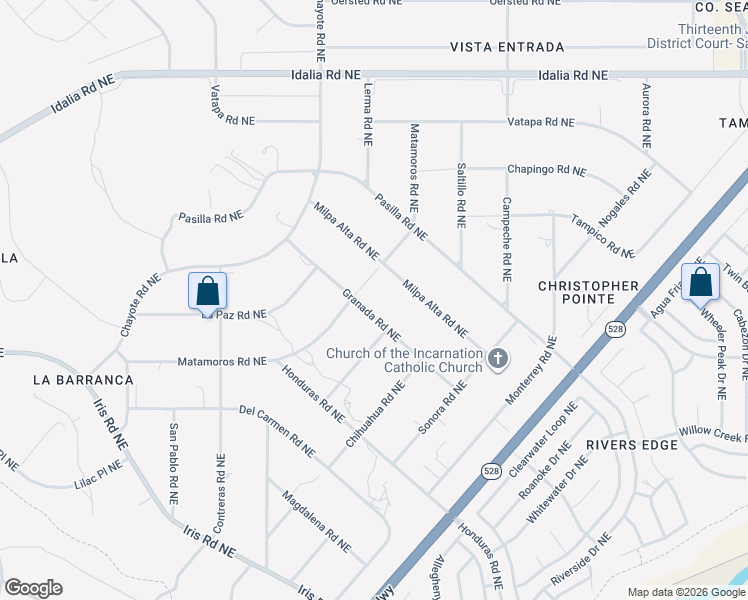 map of restaurants, bars, coffee shops, grocery stores, and more near 6613 Granada Road Northeast in Rio Rancho