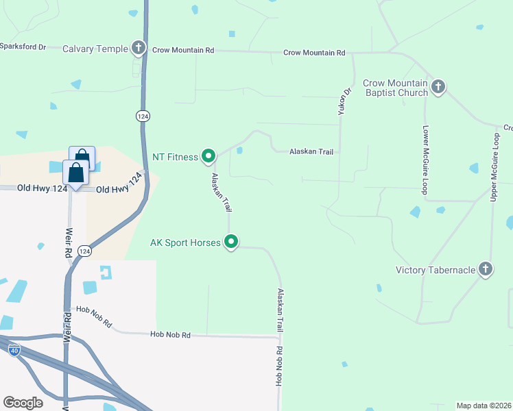 map of restaurants, bars, coffee shops, grocery stores, and more near 801 Alaskan Trail in Russellville