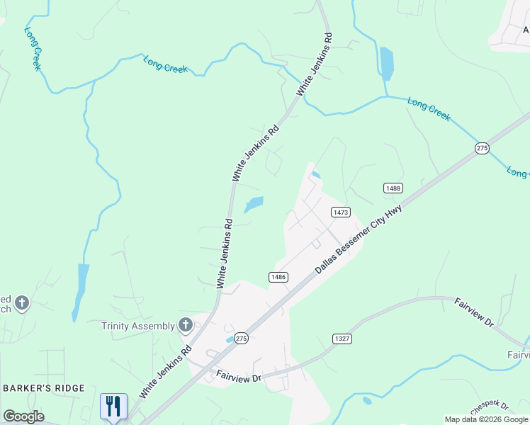 map of restaurants, bars, coffee shops, grocery stores, and more near 500 White Jenkins Road in Bessemer City