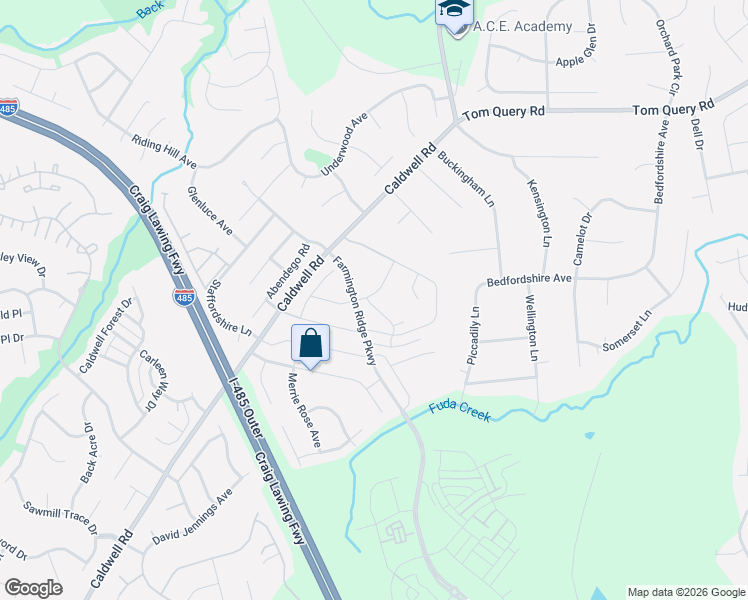 map of restaurants, bars, coffee shops, grocery stores, and more near 16217 Hayfield Road in Charlotte