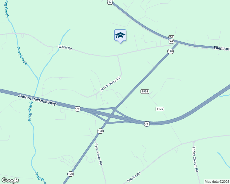 map of restaurants, bars, coffee shops, grocery stores, and more near 432 North Carolina 120 in Mooresboro