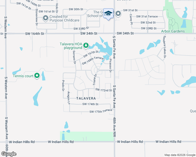 map of restaurants, bars, coffee shops, grocery stores, and more near 17010 Triana Drive in Oklahoma City