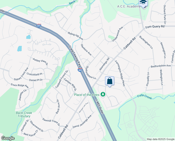 map of restaurants, bars, coffee shops, grocery stores, and more near 4533 Staffordshire Lane in Charlotte