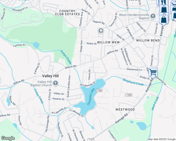 map of restaurants, bars, coffee shops, grocery stores, and more near in Hendersonville