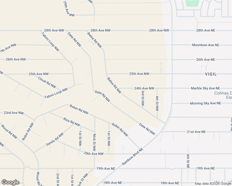 map of restaurants, bars, coffee shops, grocery stores, and more near Balsa Road Northwest in Rio Rancho
