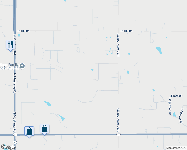 map of restaurants, bars, coffee shops, grocery stores, and more near 607 W Ridge Dr in Tuttle