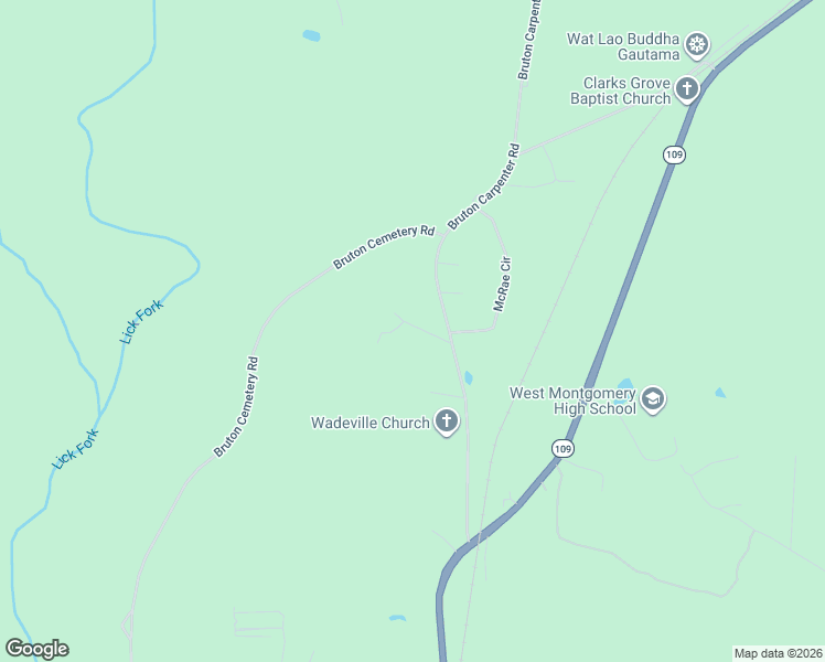 map of restaurants, bars, coffee shops, grocery stores, and more near 133 Community Building Road in Mount Gilead