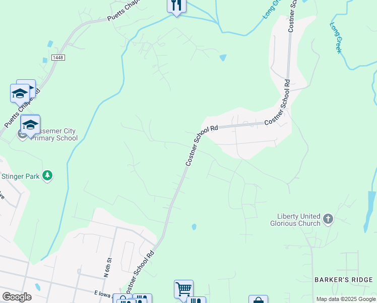 map of restaurants, bars, coffee shops, grocery stores, and more near 606 Costner School Road in Bessemer City
