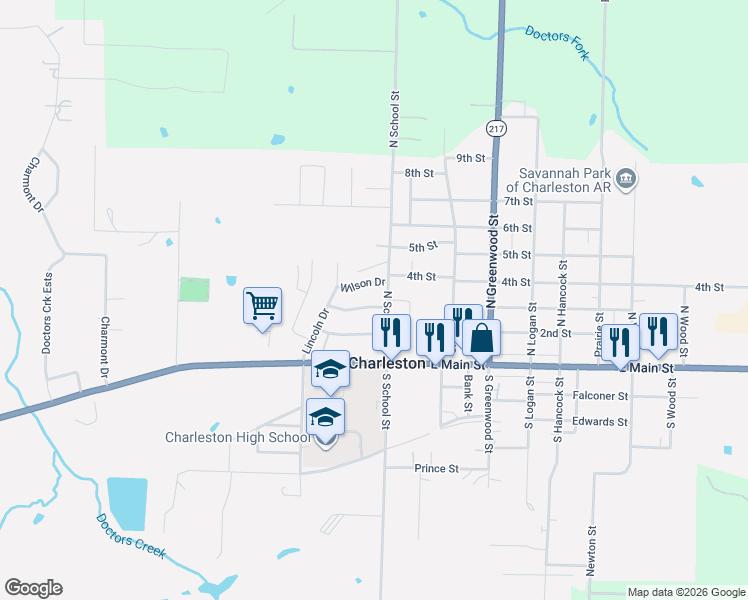 map of restaurants, bars, coffee shops, grocery stores, and more near 14 Van Buren Drive in Charleston