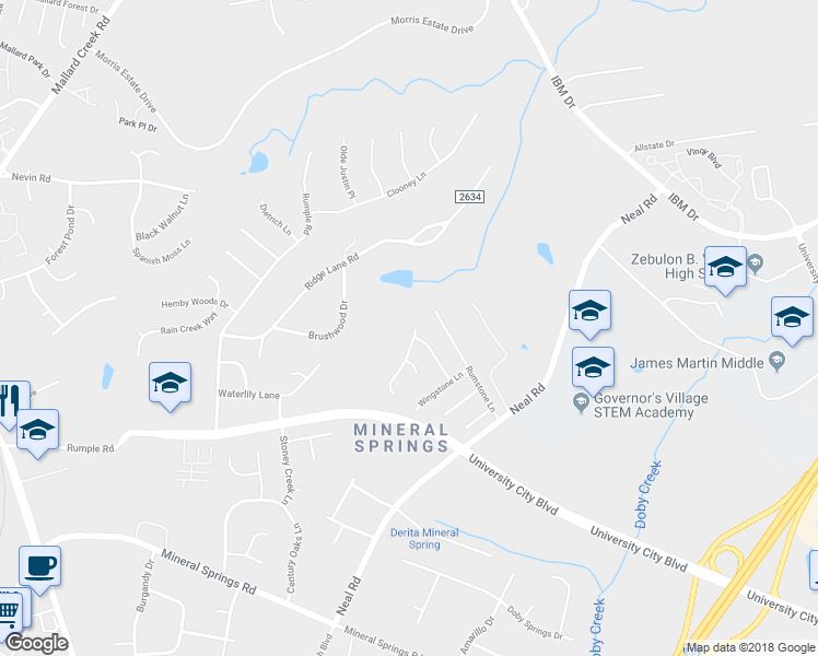 map of restaurants, bars, coffee shops, grocery stores, and more near 7431 Balancing Rock Court in Charlotte