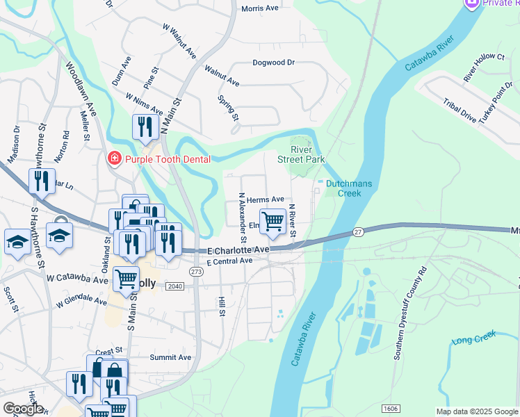 map of restaurants, bars, coffee shops, grocery stores, and more near Lee Street in Mount Holly