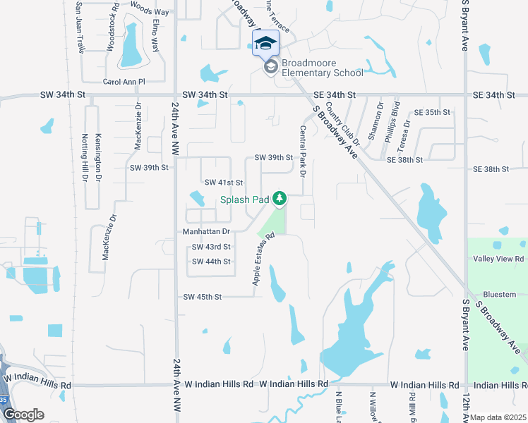 map of restaurants, bars, coffee shops, grocery stores, and more near 4216 Manhattan Drive in Moore