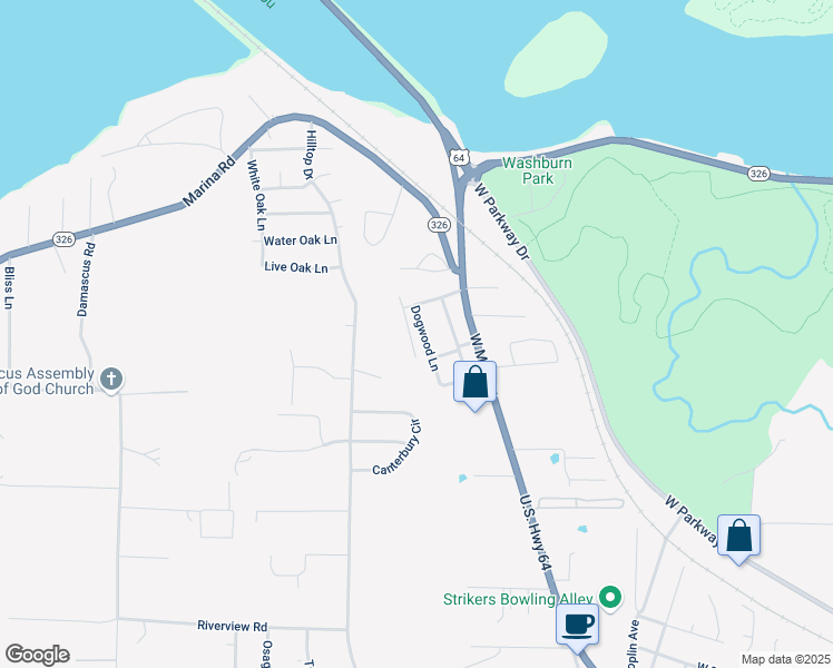 map of restaurants, bars, coffee shops, grocery stores, and more near 309 Candlewick Lane in Russellville