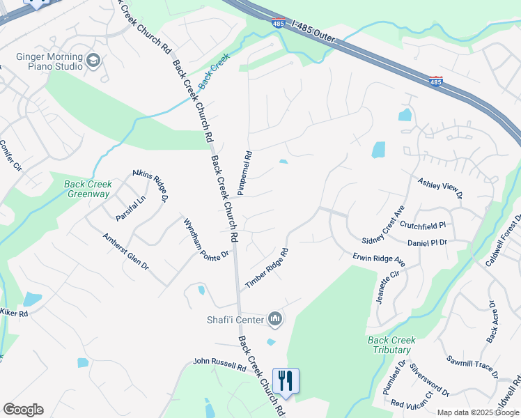 map of restaurants, bars, coffee shops, grocery stores, and more near 2626 Yarrow Road in Charlotte