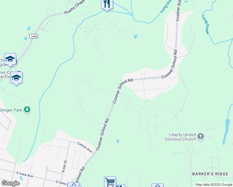 map of restaurants, bars, coffee shops, grocery stores, and more near 606 Costner School Road in Bessemer City