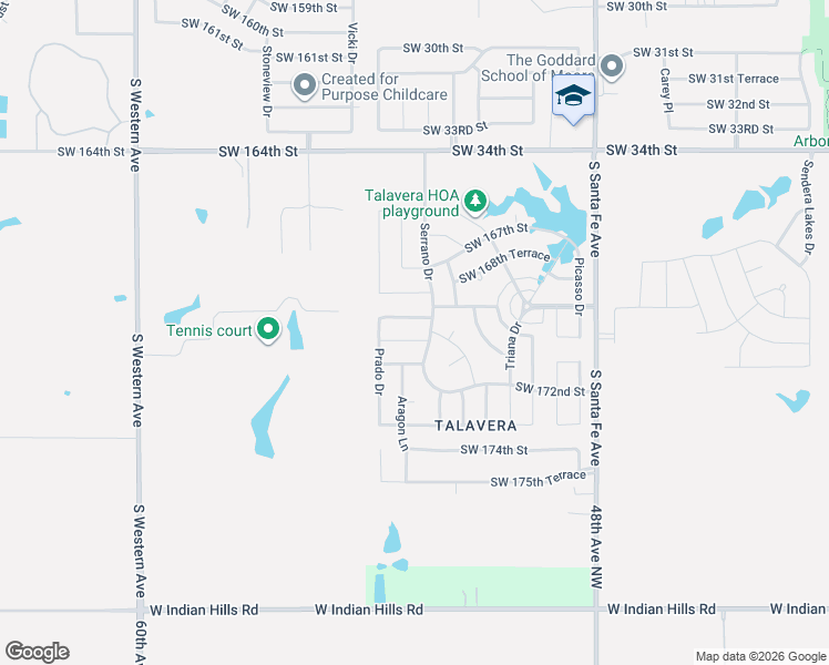map of restaurants, bars, coffee shops, grocery stores, and more near 317 Southwest 170th Street in Oklahoma City