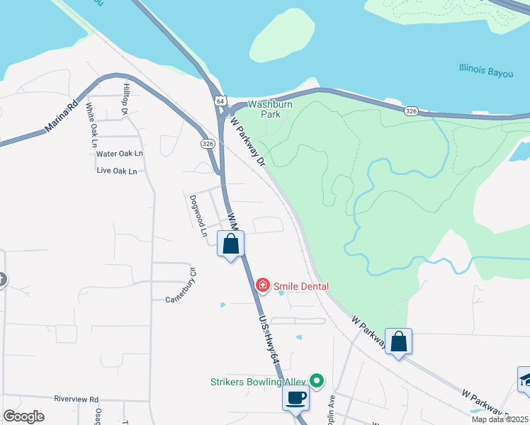 map of restaurants, bars, coffee shops, grocery stores, and more near 408 Austin Circle in Russellville