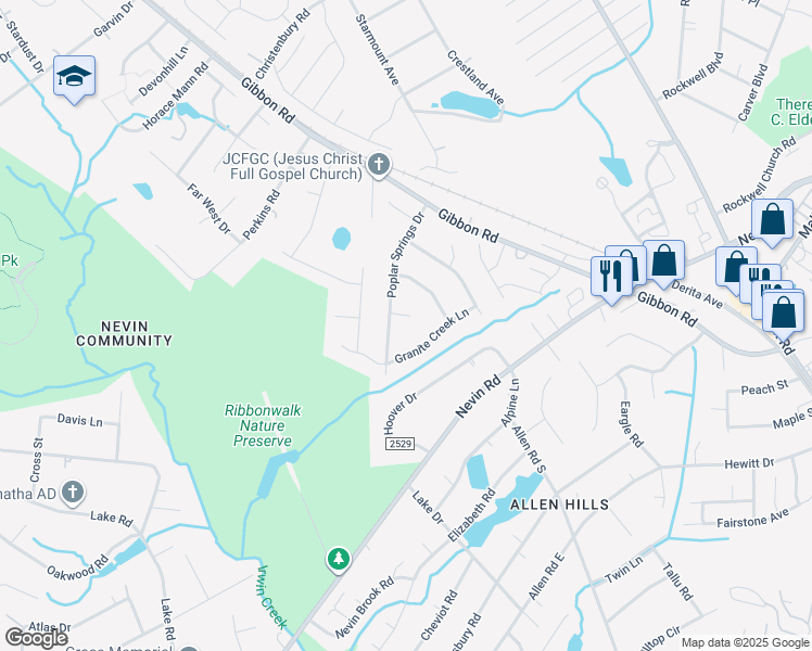 map of restaurants, bars, coffee shops, grocery stores, and more near 3415 Stonebrook Court in Charlotte