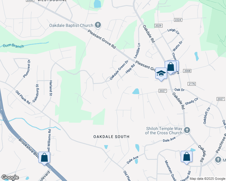 map of restaurants, bars, coffee shops, grocery stores, and more near 6124 Whispering Brook Court in Charlotte