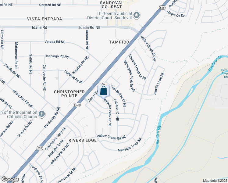 map of restaurants, bars, coffee shops, grocery stores, and more near 2545 Twin Buttes Drive Northeast in Rio Rancho