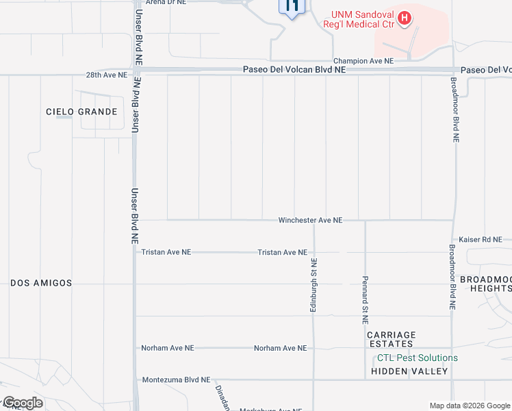 map of restaurants, bars, coffee shops, grocery stores, and more near 2511 Dunster Street Northeast in Rio Rancho