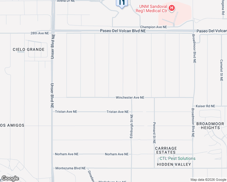 map of restaurants, bars, coffee shops, grocery stores, and more near 2511 Dunster Street Northeast in Rio Rancho