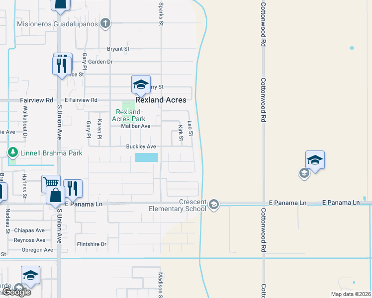 map of restaurants, bars, coffee shops, grocery stores, and more near 537 Buckley Avenue in Bakersfield