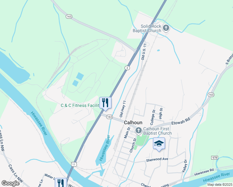 map of restaurants, bars, coffee shops, grocery stores, and more near 5085 U.S. 11 in Calhoun