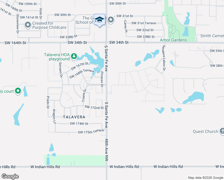 map of restaurants, bars, coffee shops, grocery stores, and more near 17012 Picasso Drive in Oklahoma City