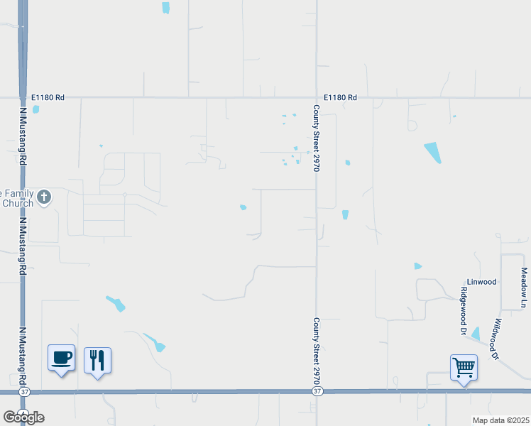 map of restaurants, bars, coffee shops, grocery stores, and more near 607 West Ridge Drive in Tuttle