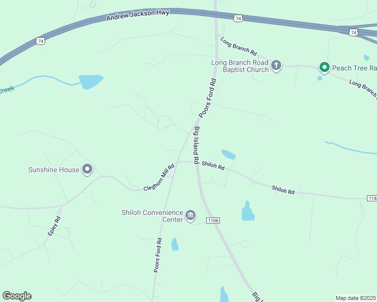 map of restaurants, bars, coffee shops, grocery stores, and more near 178 Big Island Road in Forest City