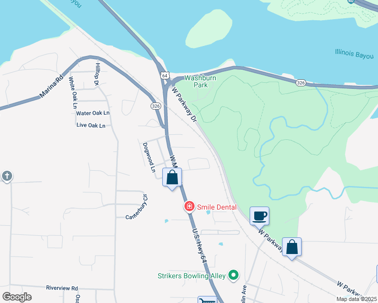 map of restaurants, bars, coffee shops, grocery stores, and more near 408 Austin Circle in Russellville