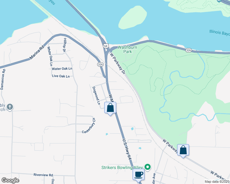 map of restaurants, bars, coffee shops, grocery stores, and more near 4810 West Main Street in Russellville