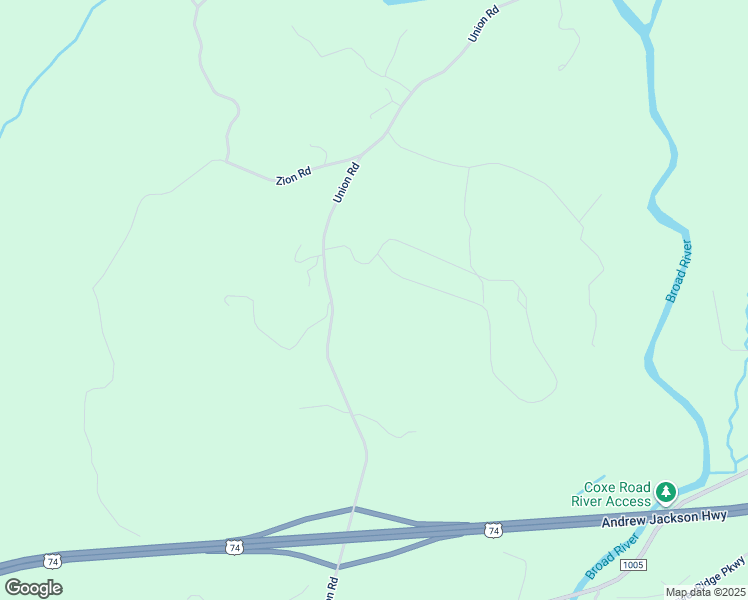 map of restaurants, bars, coffee shops, grocery stores, and more near 2417 Union Road in Rutherfordton