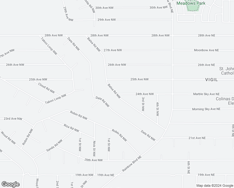 map of restaurants, bars, coffee shops, grocery stores, and more near Balsa Road Northwest in Rio Rancho