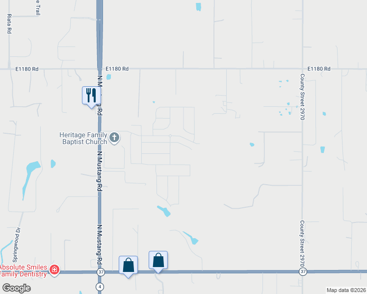 map of restaurants, bars, coffee shops, grocery stores, and more near 407 North Sara Road in Tuttle