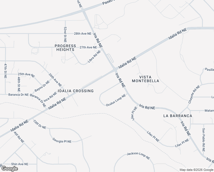 map of restaurants, bars, coffee shops, grocery stores, and more near 3066 Oculus Loop Northeast in Rio Rancho
