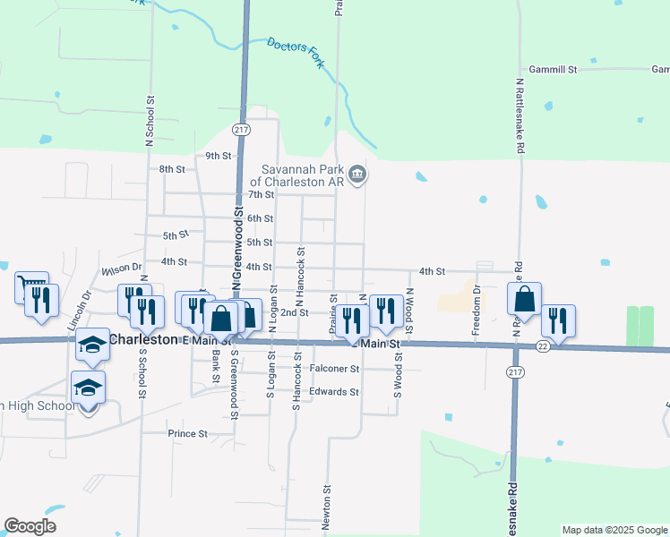 map of restaurants, bars, coffee shops, grocery stores, and more near 601 4th Street in Charleston